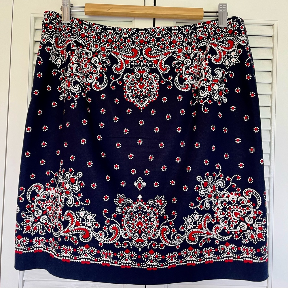 Talbots Navy, White and Red Paisley Skirt - Picture 14 of 14